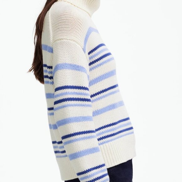 Madewell Ribbed Cotton Turtleneck Sweater in Stripe Size XS - Picture 2 of 12